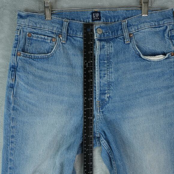 Gap Jeans Womens 32x26 Blue Cropped Ankle Cheeky Straight Button Fly High Rise - Picture 7 of 14